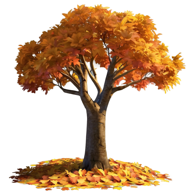 an illustration of a tree with autumn leaves