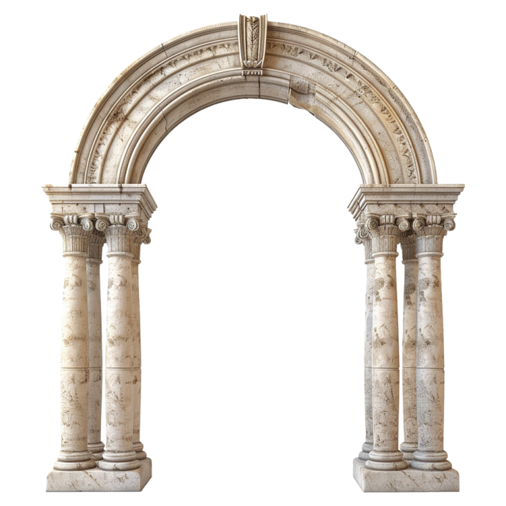a white marble arch with columns