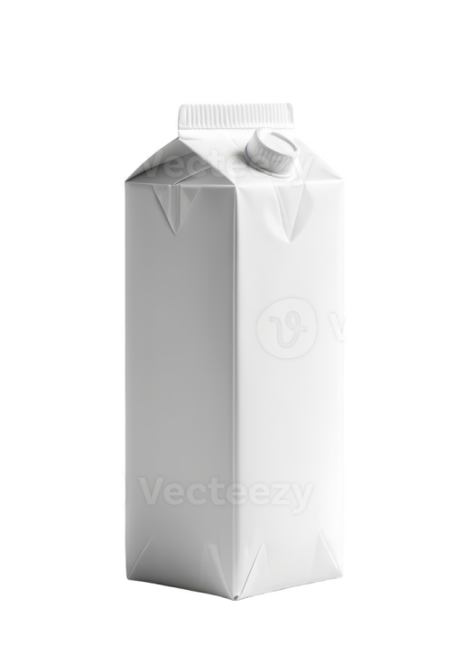 a white milk carton with a blank label