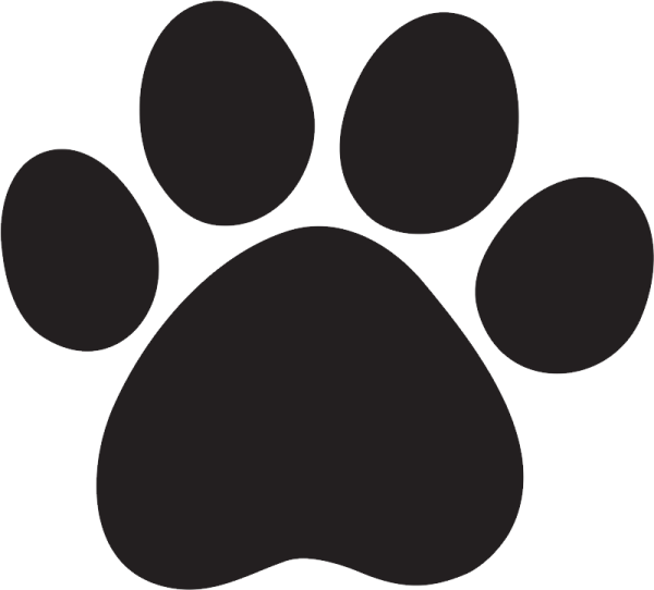 a black paw on a white background