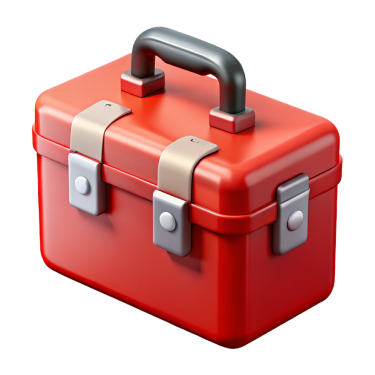 a red tool box on a white background