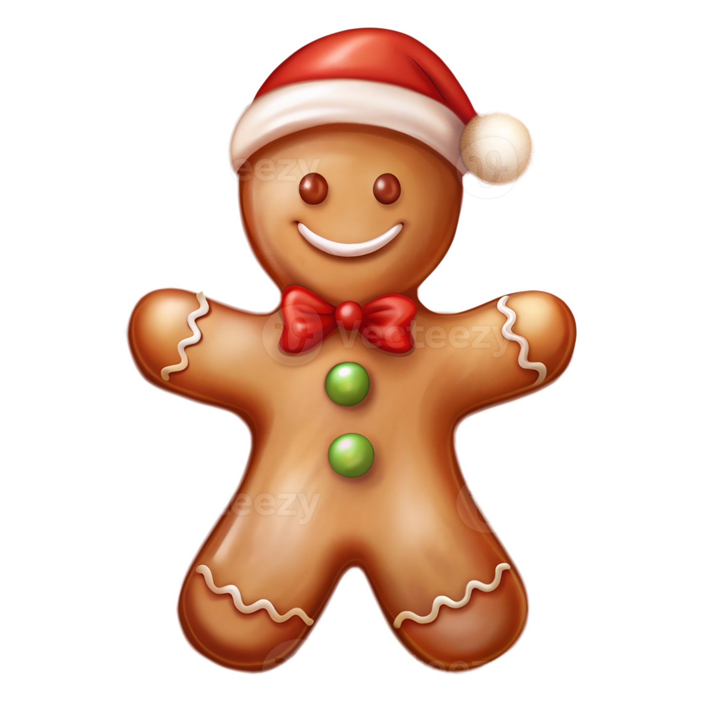 a christmas ginger with a santa hat and bow