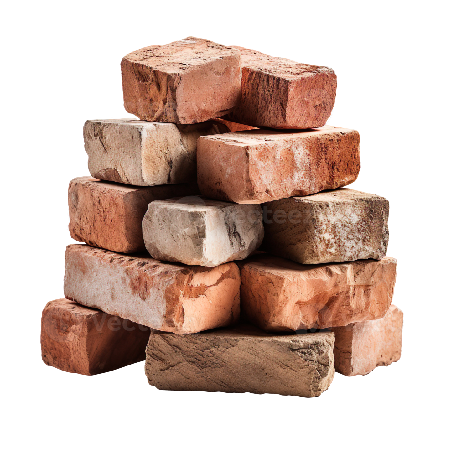 a pile of bricks on a white background