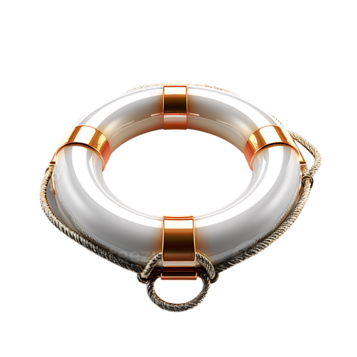 a white and gold ring with a rope around it