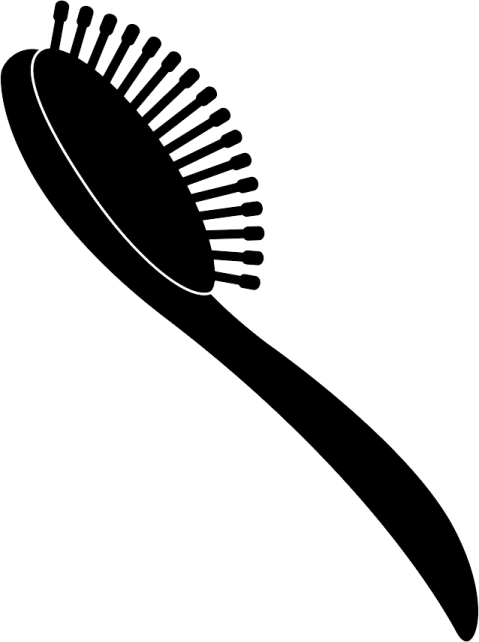 a black and white silhouette of a hair brush