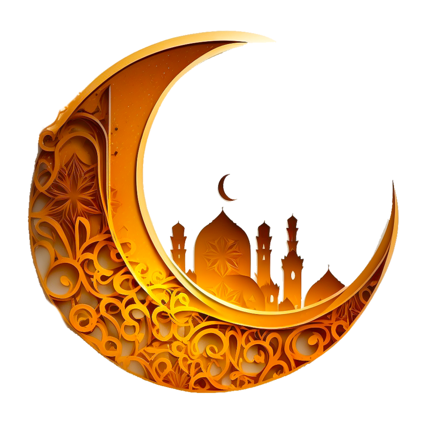 a crescent with a mosque in the middle