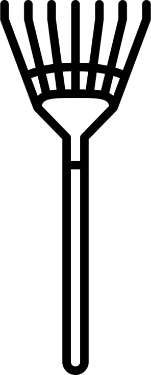 a black and white silhouette of a rake