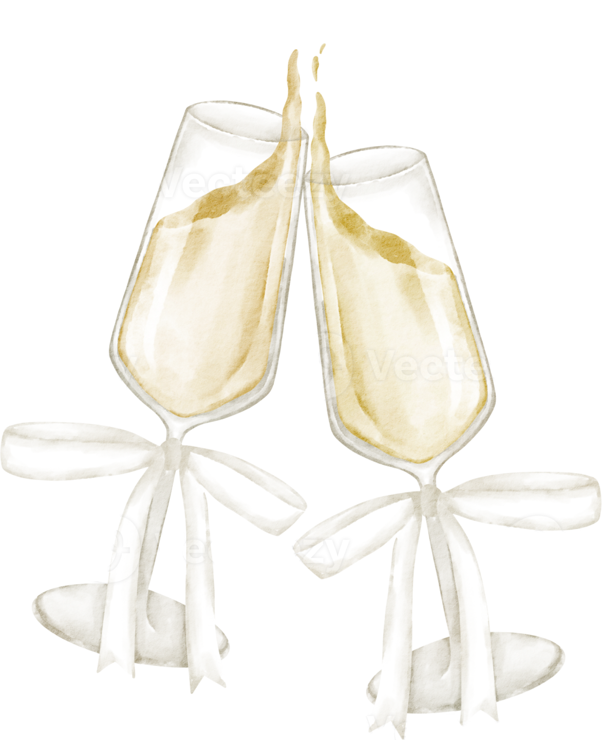 two glasses of champagne on a white background
