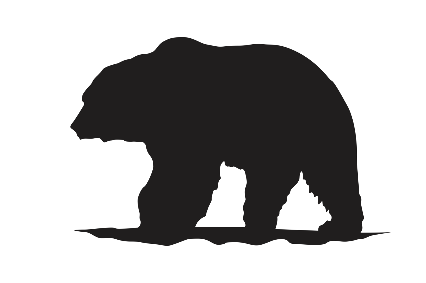 a black and white silhouette of a bear