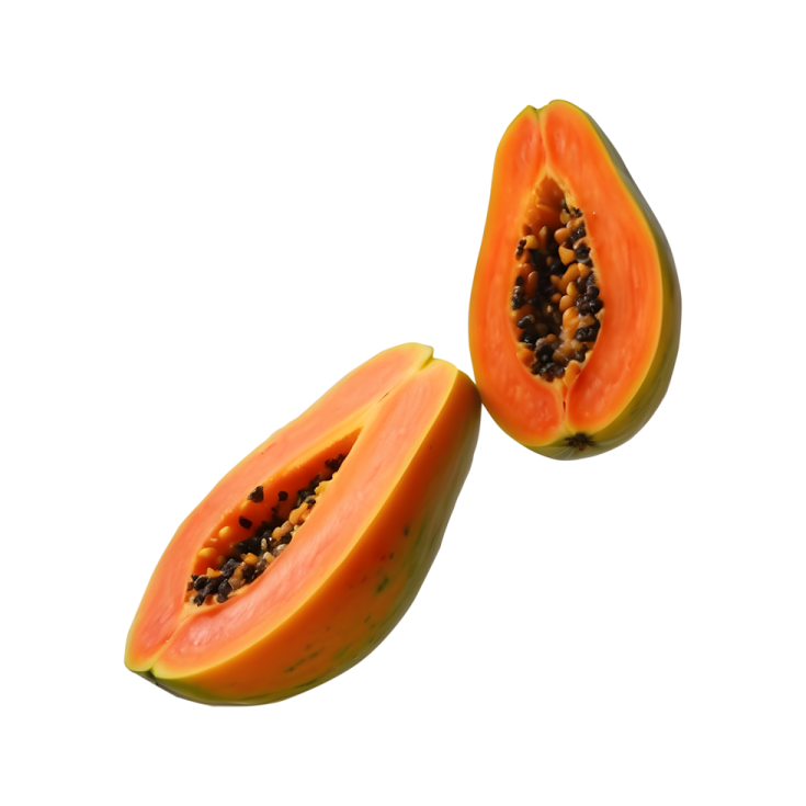 A papa with seeds cut in half