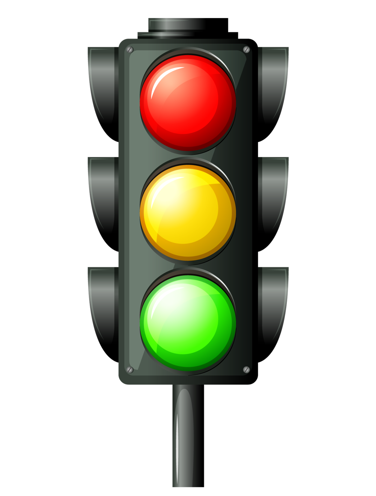 a traffic light with red, green and yellow lights