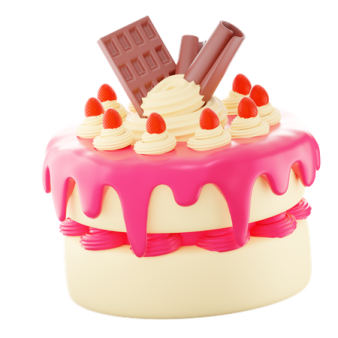 a cake with chocolate and strawberries on top