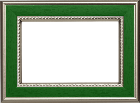 a green picture frame on a white background