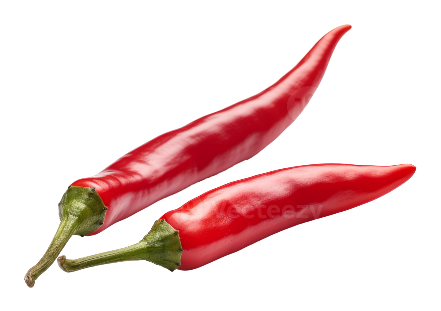 two red peppers on a white background