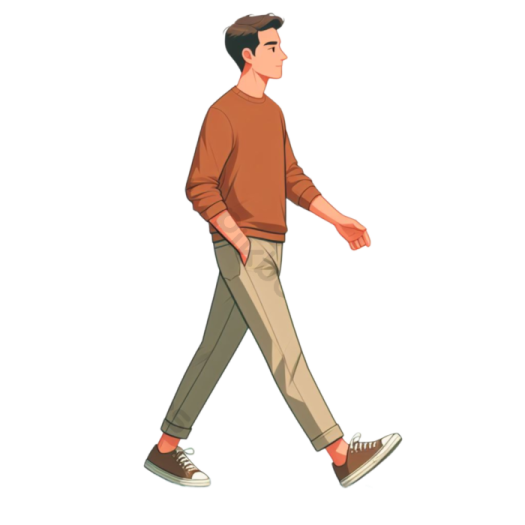 a man walking with his hand in his pocket