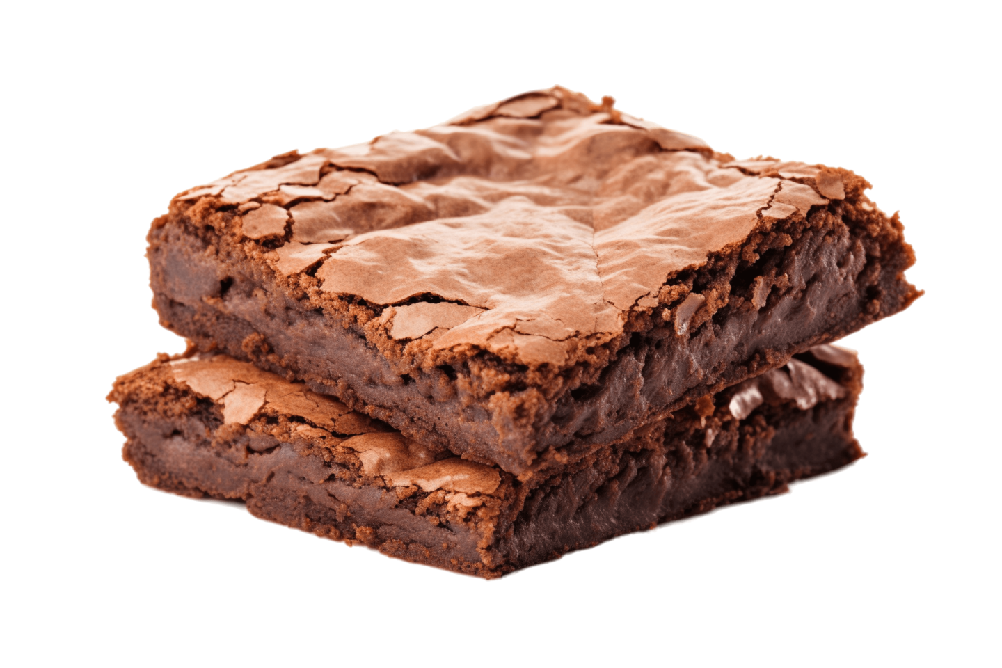 a stack of brownies on a white background