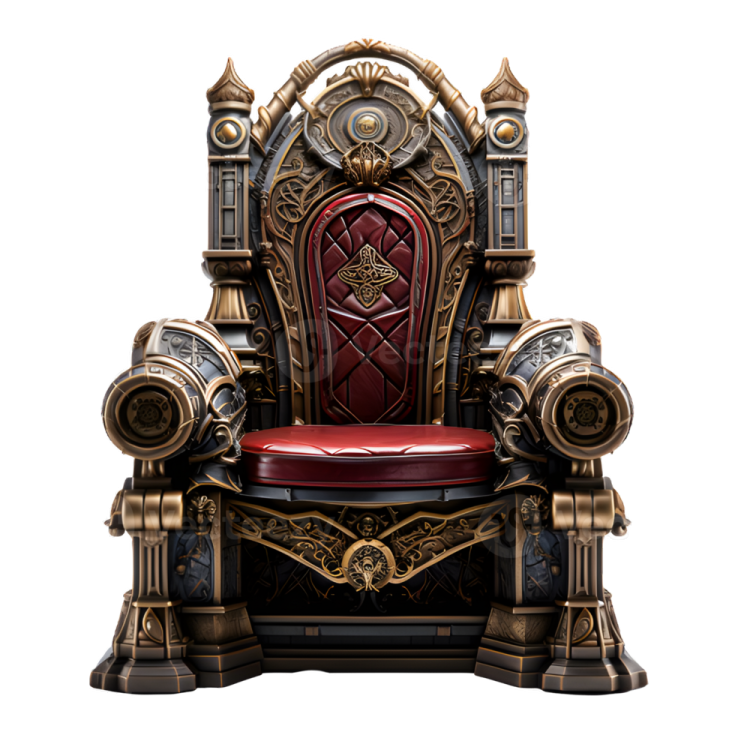 a throne with a red seat on it