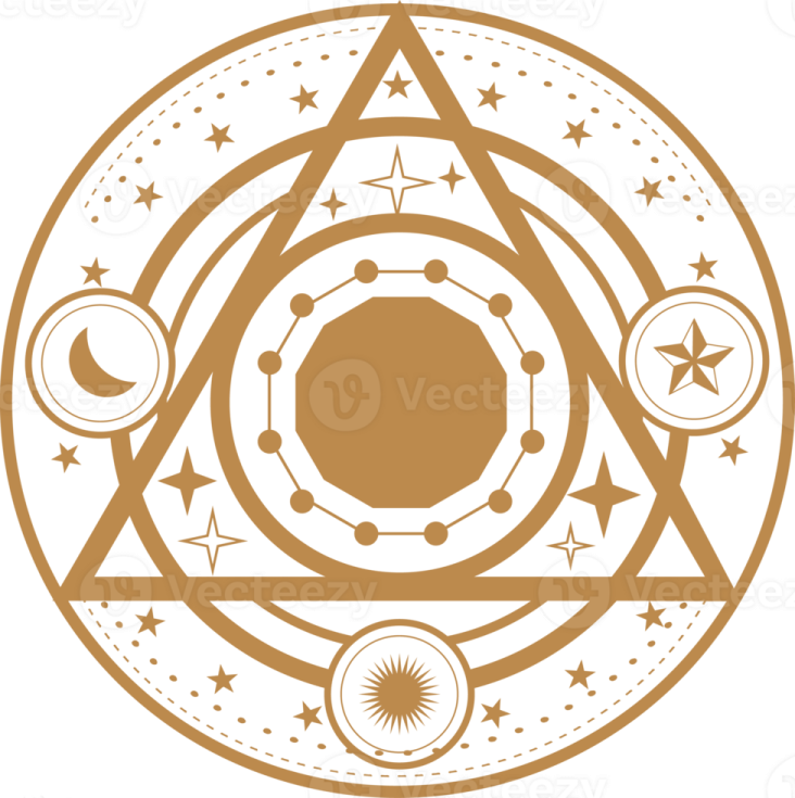 an image of a circle with stars and planets in it