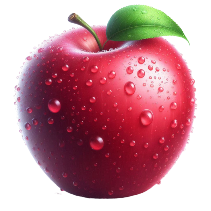an apple with water droplets on it