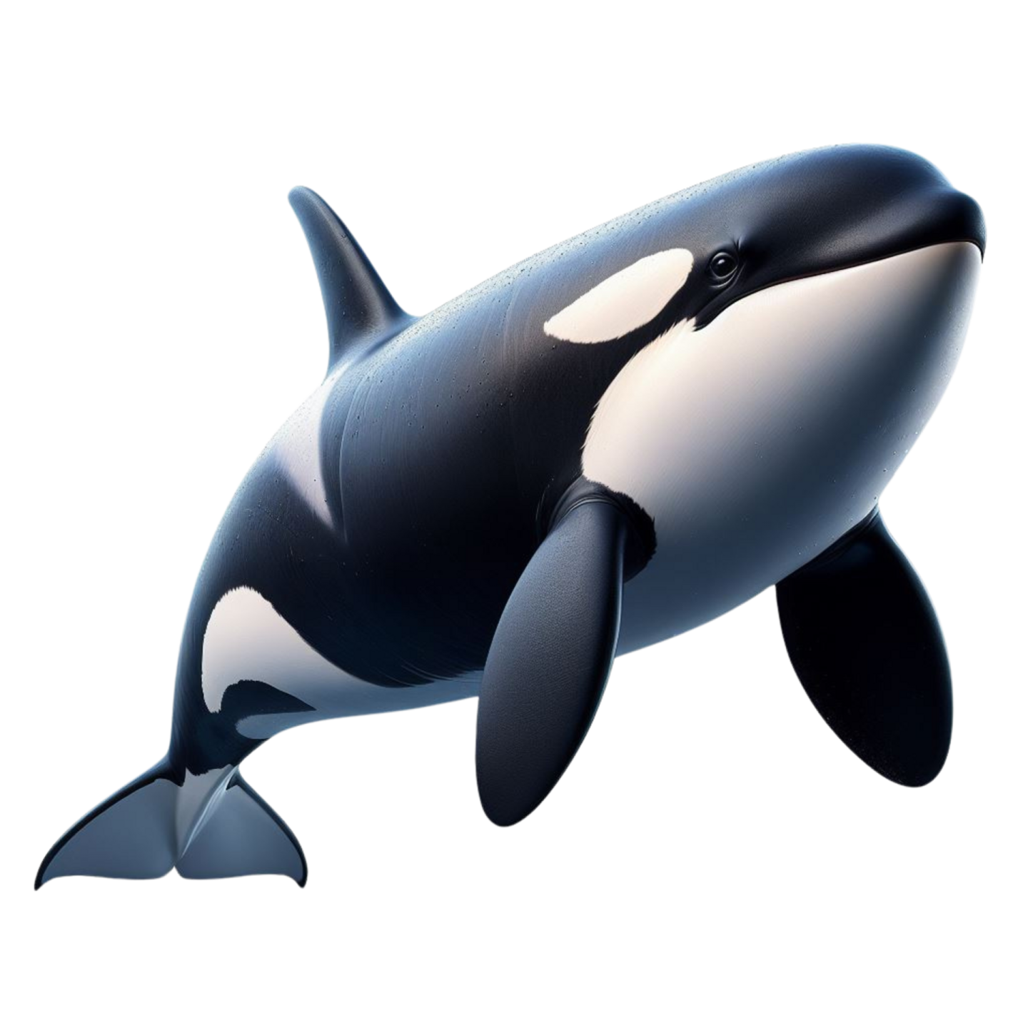 an orca whale in a white background