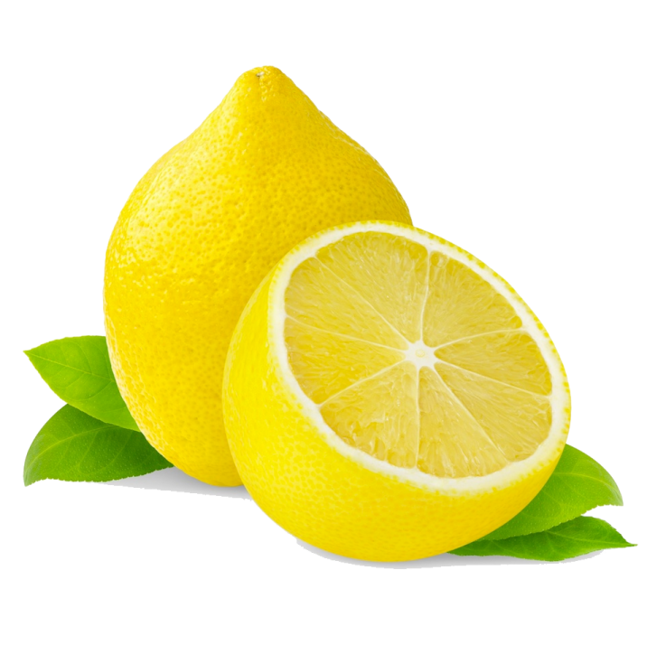 two lemons with leaves on a white background