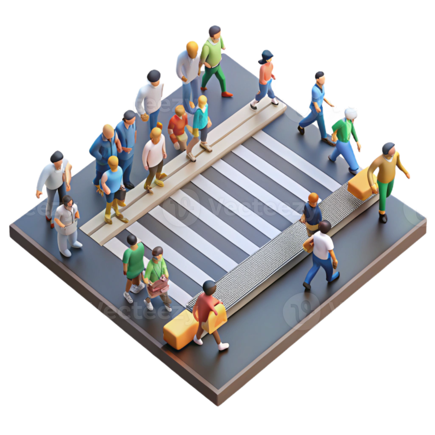 a group of people walking across a crosswalk