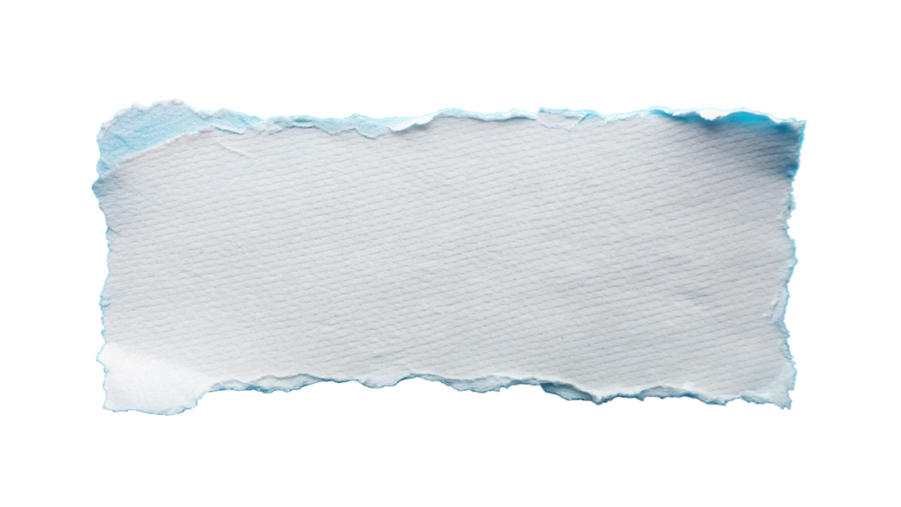 a piece of torn paper on a white background