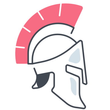 a spartan helmet with the sun behind it