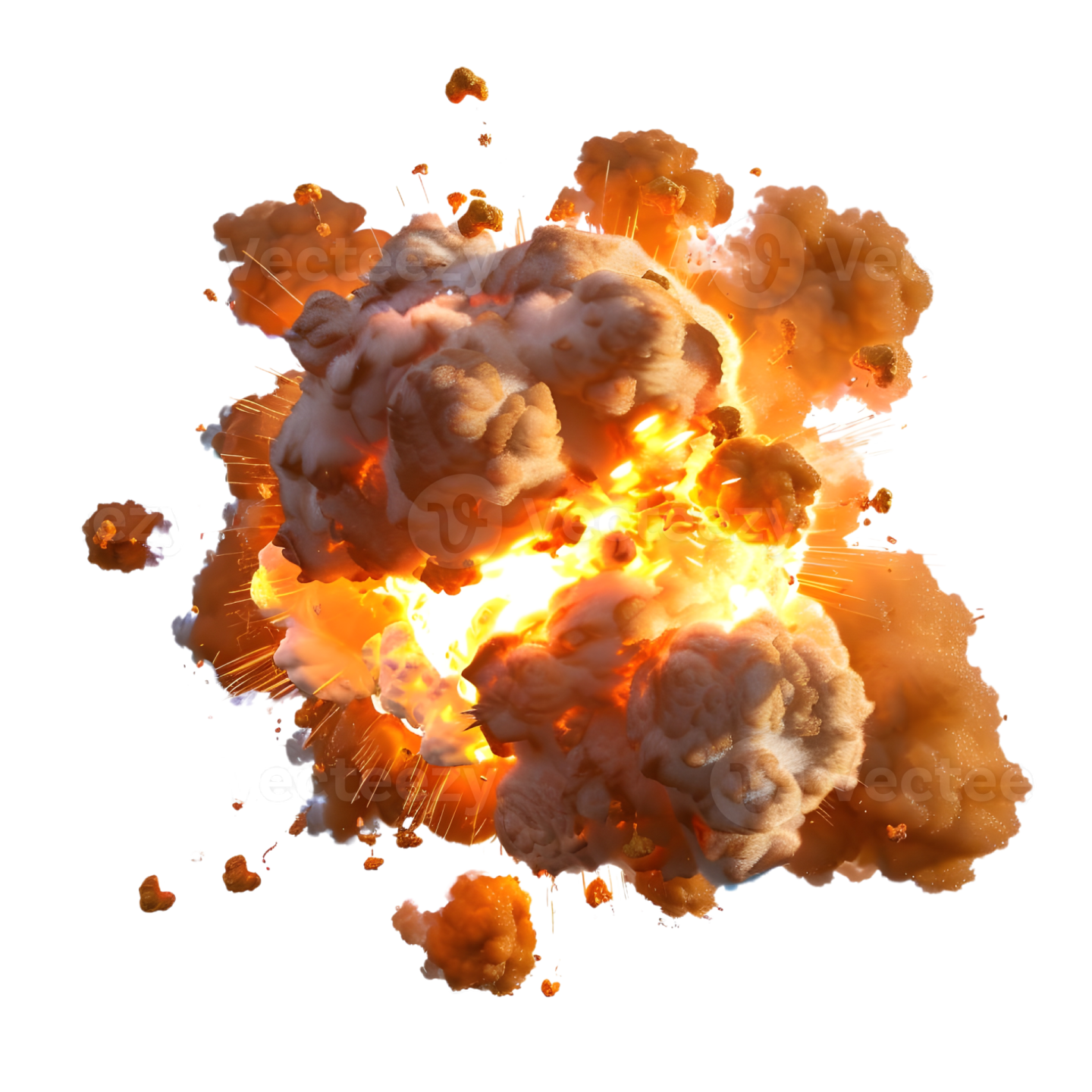 a large explosion of orange and white smoke