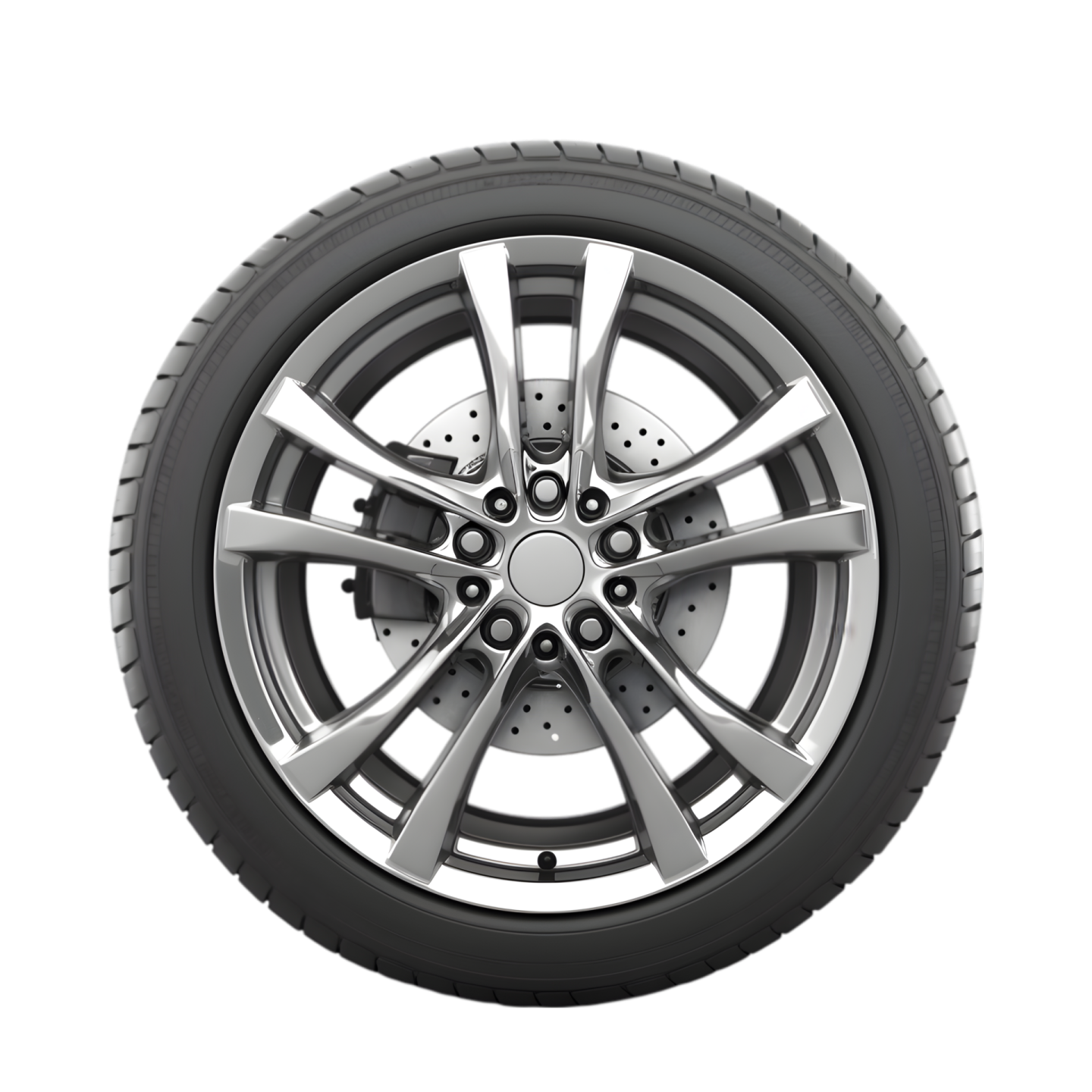 the wheel of a car on a white background