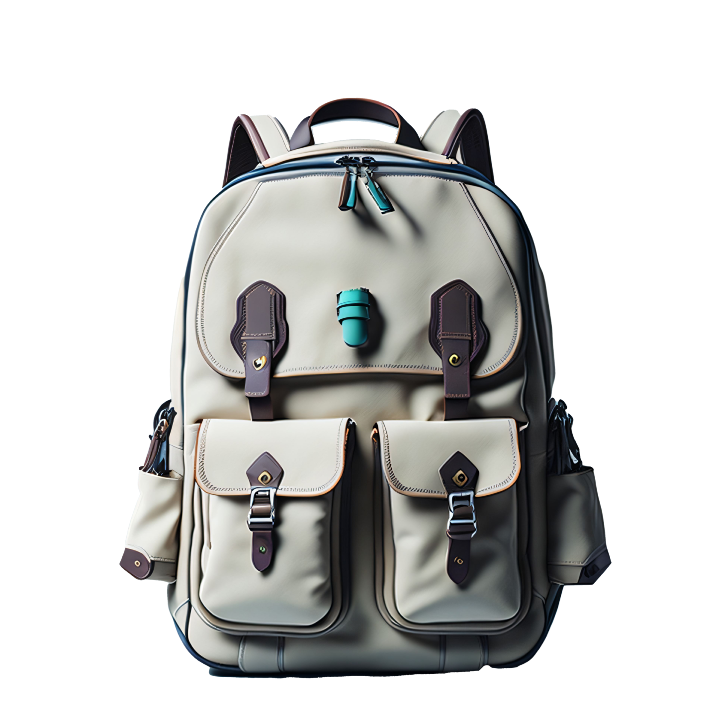 the backpack is beige and brown