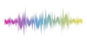 a colorful sound wave on a white background