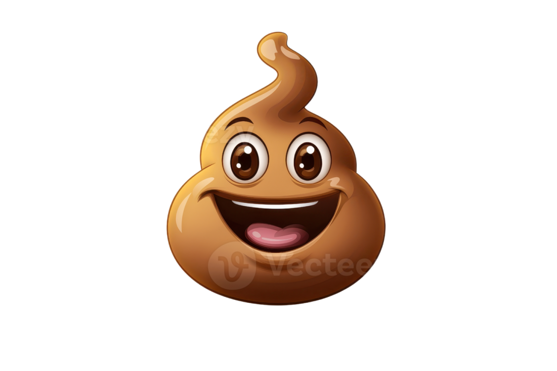 a smiling poo with its tongue sticking out
