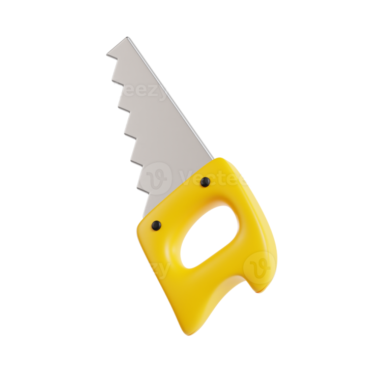 a knife with a yellow handle on it