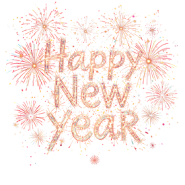 a happy new year card with fireworks