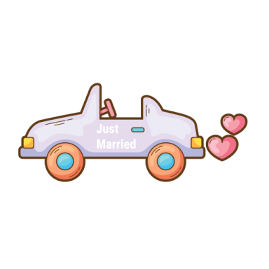 a toy car with the word just married on it