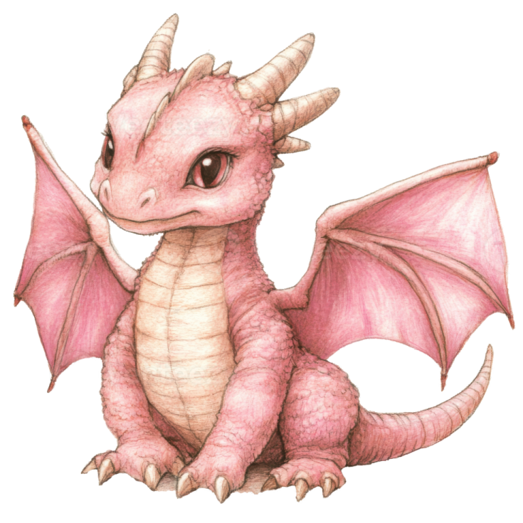 a drawing of a pink dragon