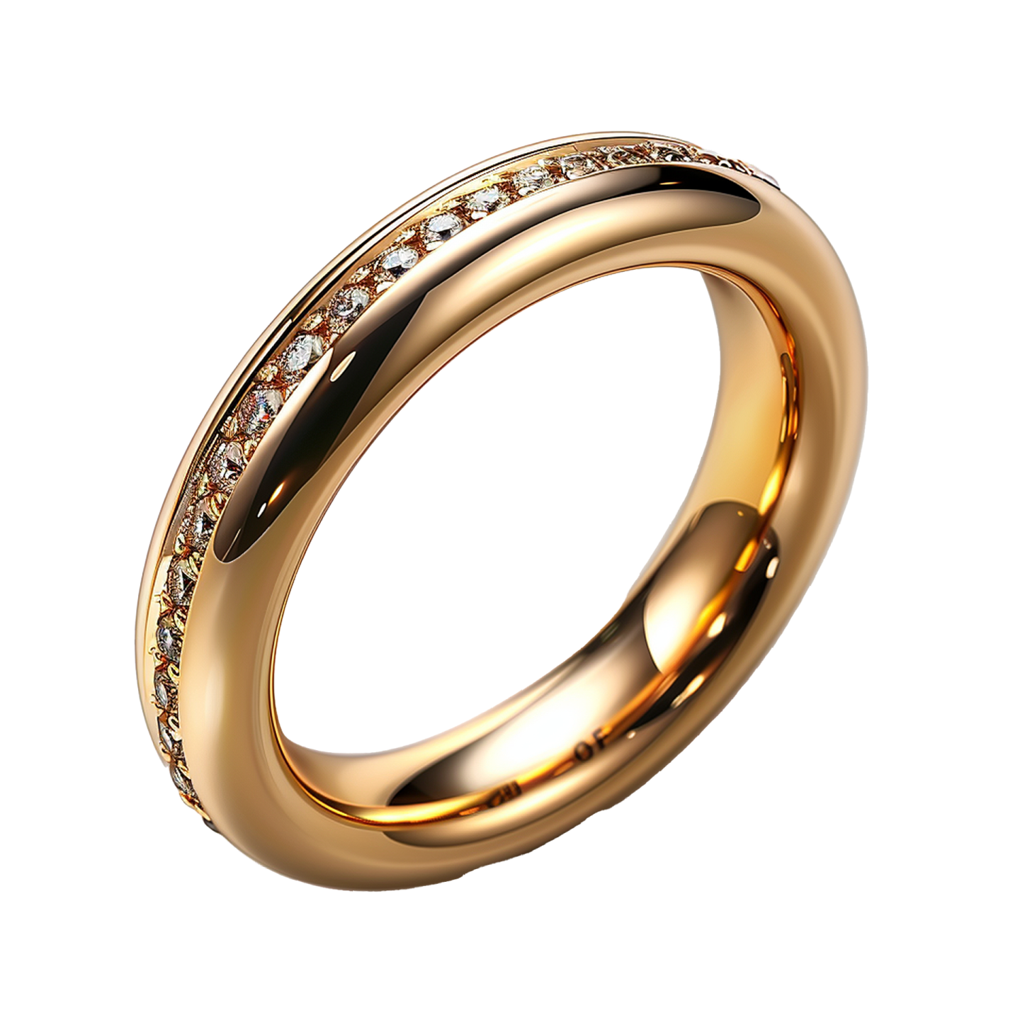 a gold wedding ring with diamonds