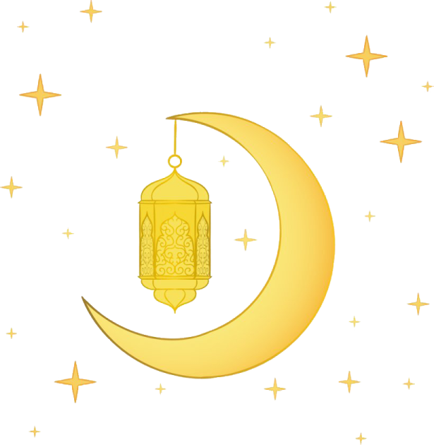 a crescent with a lantern hanging on it