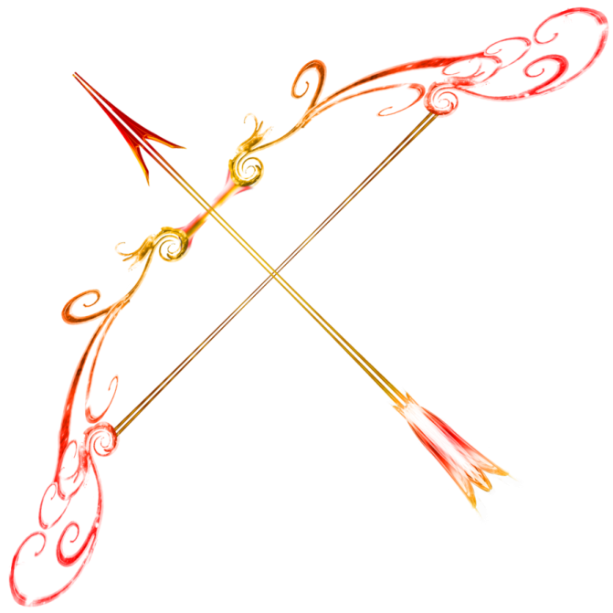 a drawing of two arrows on a white background