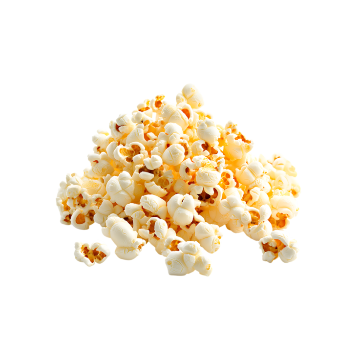 a pile of popcorn on a white background