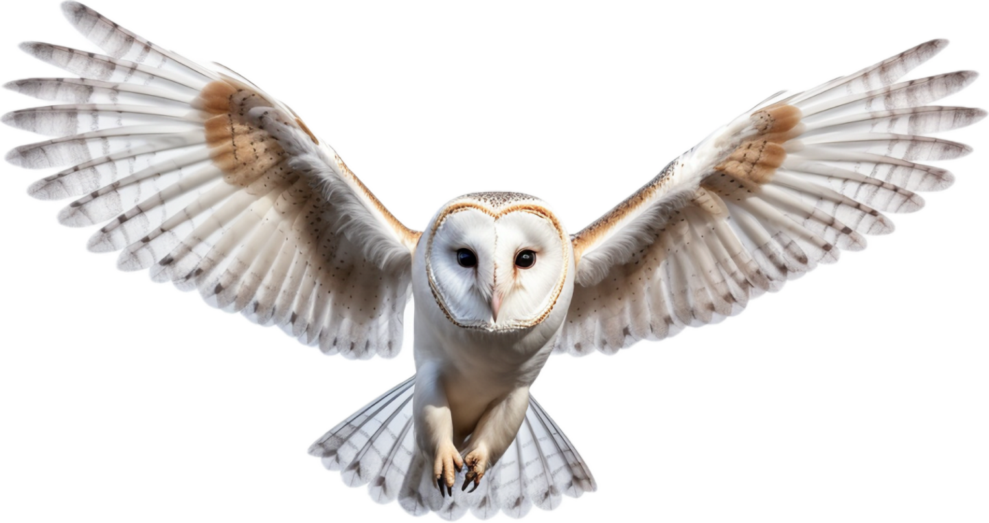 a barn owl spreads its wings