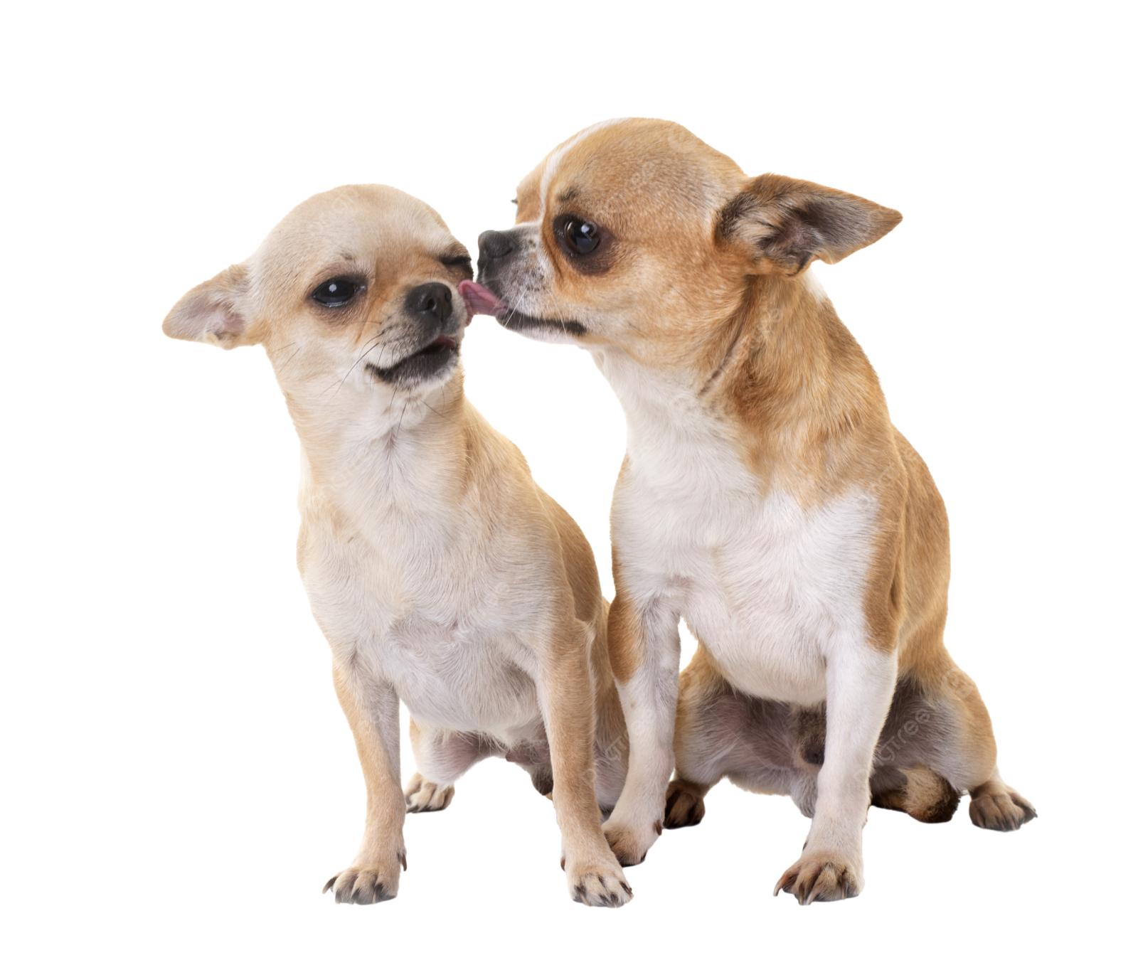 two small dogs sitting next to each other dogs