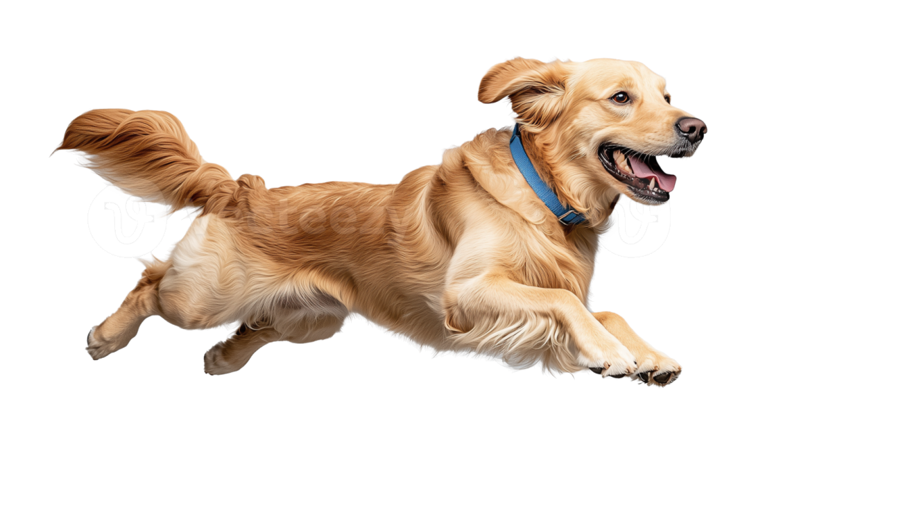 a dog jumping in the air on a white background