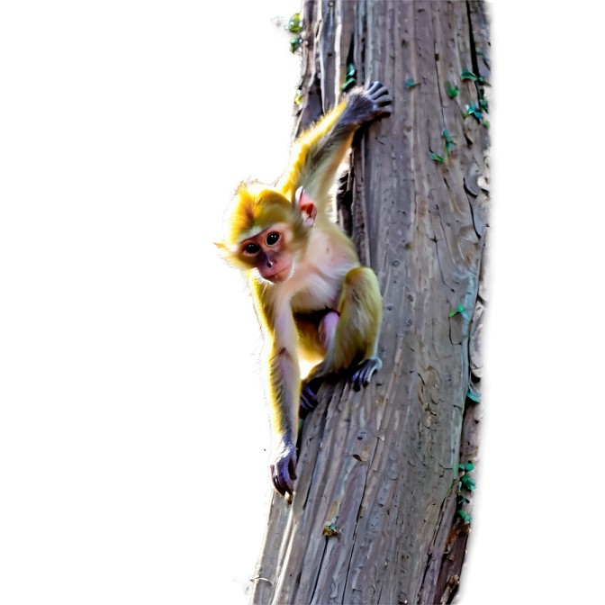 a monkey is climbing on a tree branch