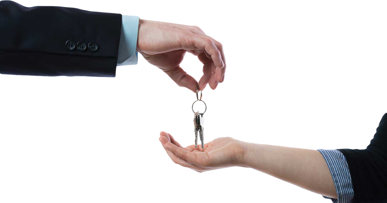 a person handing a key to another person