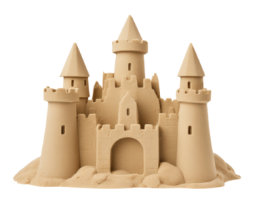 a sand castle on a white background