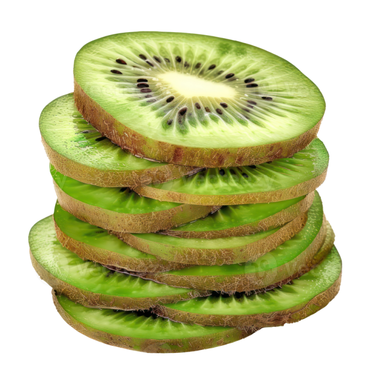 a pile of sliced kipea slices on white background