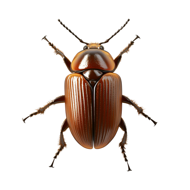 a brown beetle on a white background