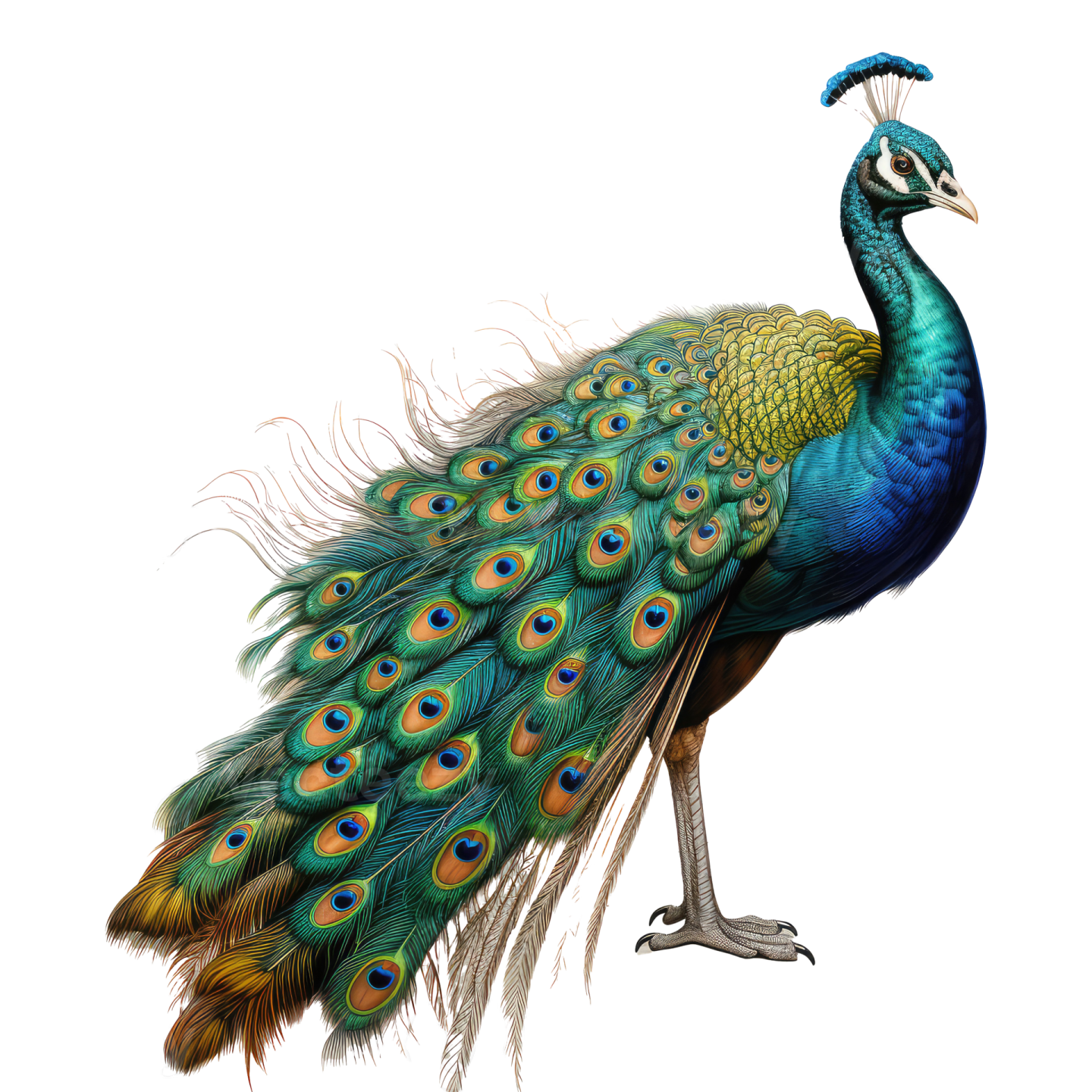 an illustration of a peacock on a white background
